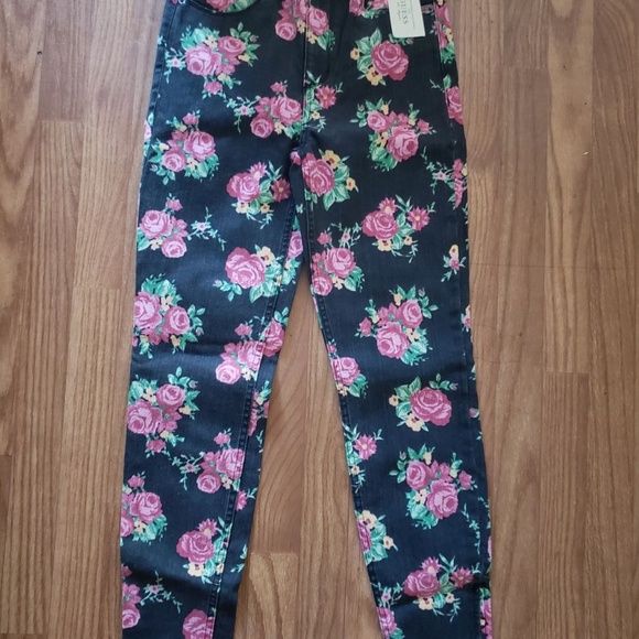WOMEN GUESS JEANS 1981 3 ZIP CROP FLORAL - Picture 6 of 8